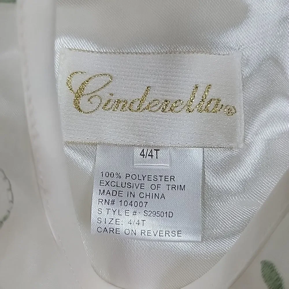 CINDERELLA IVORY EMBROIDERED FLORAL FANCY PARTY PAGEANT DRESS, SIZE 4